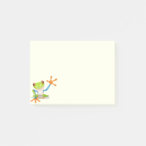Waving red eyed tree frog illustration post_it notes