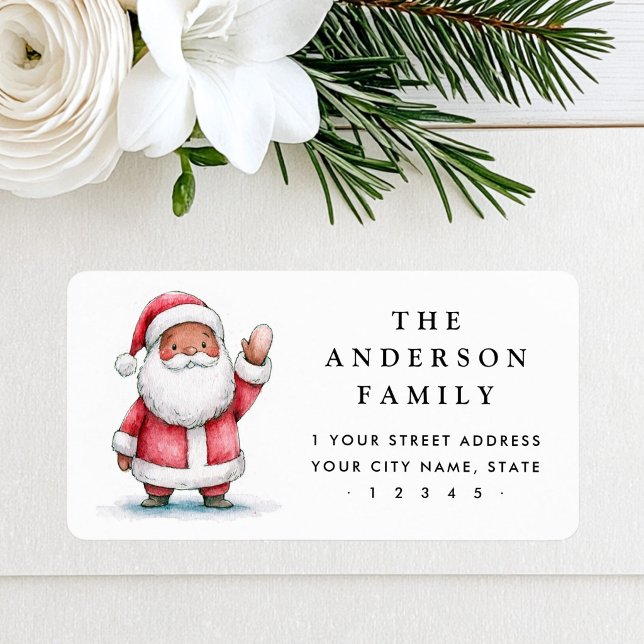 Waving Santa Christmas return address Label (Waving Santa Christmas return address Label)