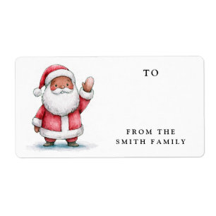 Waving Santa Christmas to from gift tag