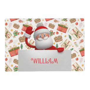 Waving Santa Laminated Table Placemat
