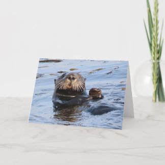 Waving Sea Otter Card