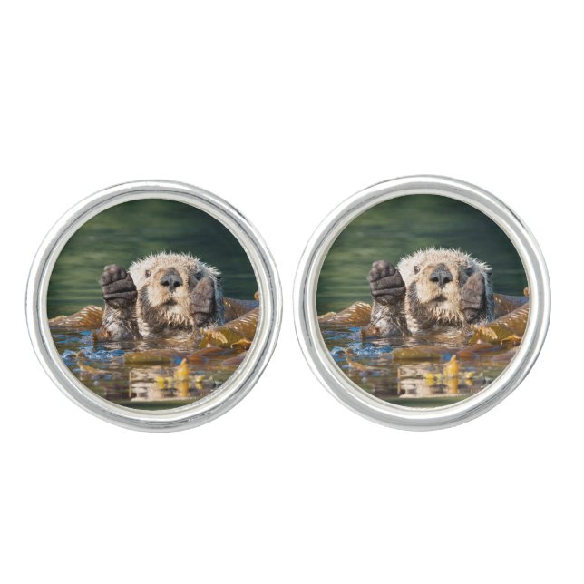 Waving Sea Otter Cufflinks (Front)