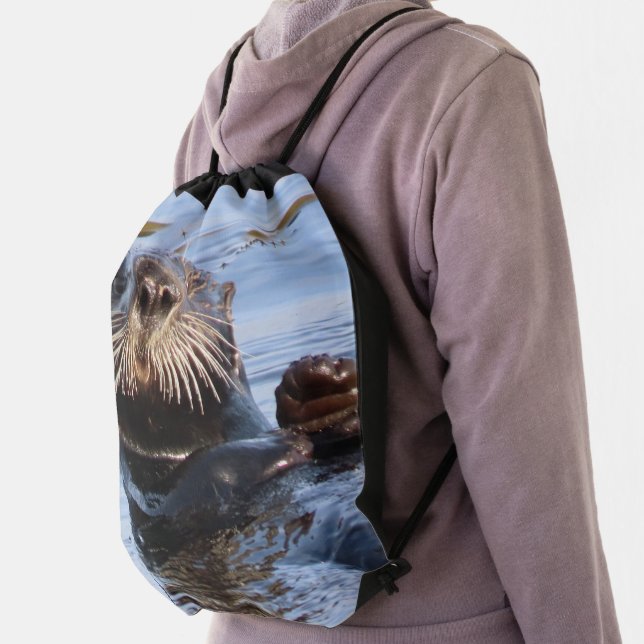 Waving Sea Otter Drawstring Bag (Insitu)