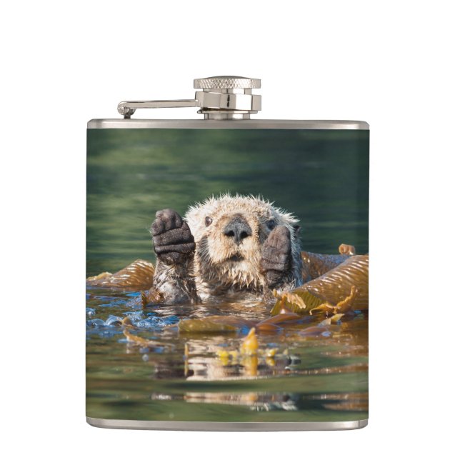 Waving Sea Otter Flask (Front)
