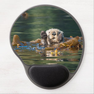 Waving Sea Otter Gel Mouse Pad
