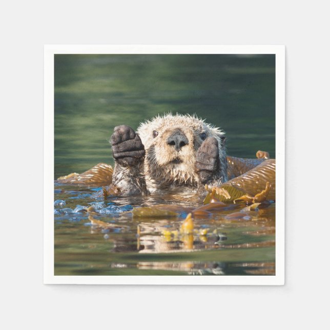 Waving Sea Otter Napkins (Front)