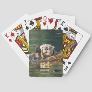 Waving Sea Otter Poker Cards