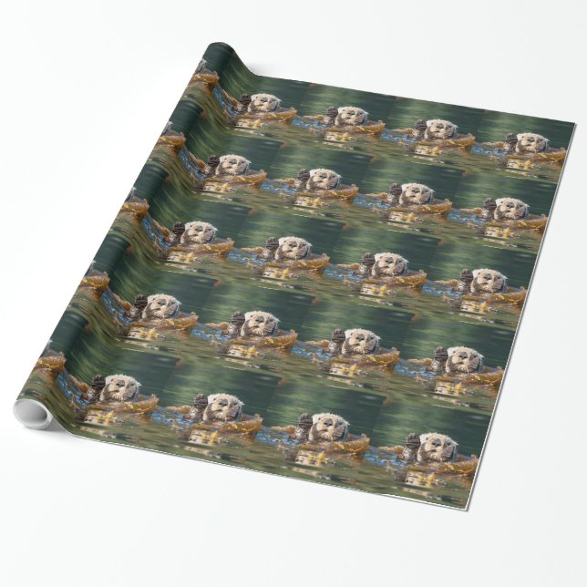 Waving Sea Otter Wrapping Paper (Unrolled)