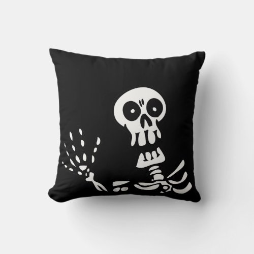 Waving Skeleton Halloween Throw Pillow