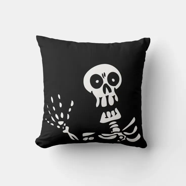 Waving Skeleton Halloween Throw Pillow Zazzle