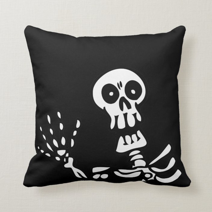 Waving Skeleton Halloween Throw Pillow