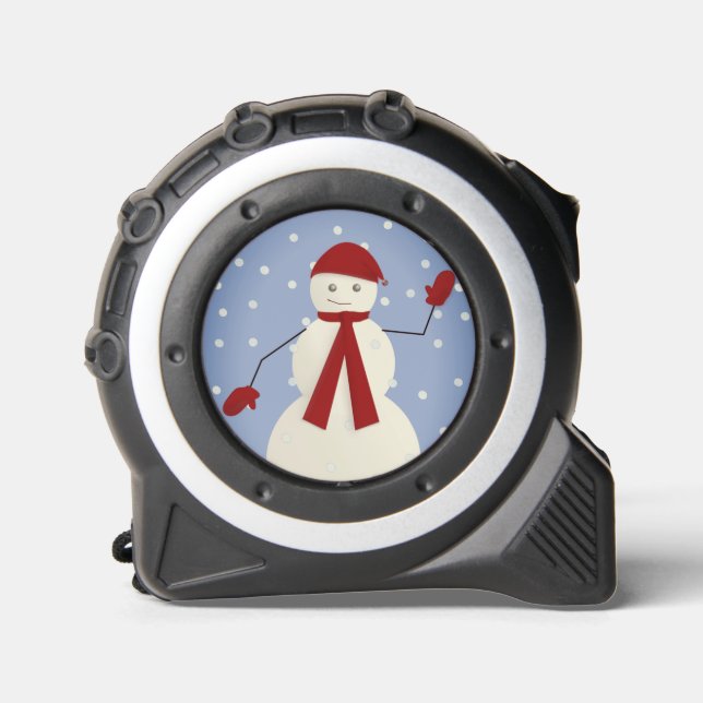 Waving Snowman in Red Tape Measure (Front)