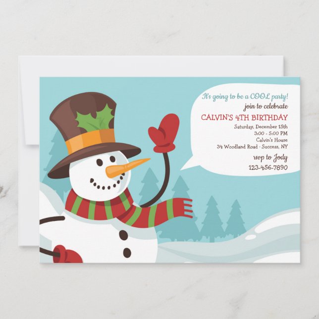 Waving Snowman Invitation (Front)