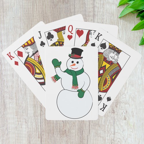 Waving Snowman Playing Cards