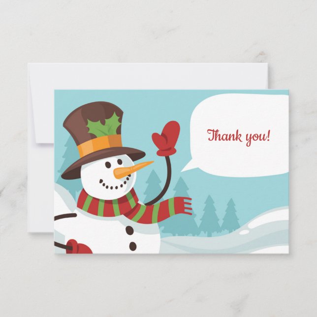 Waving Snowman Thank You Card (Front)