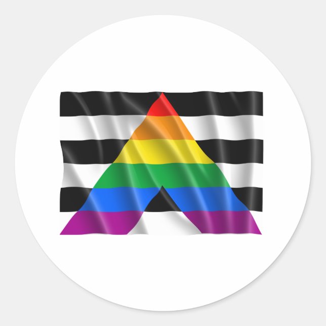 Waving straight ally flag classic round sticker (Front)