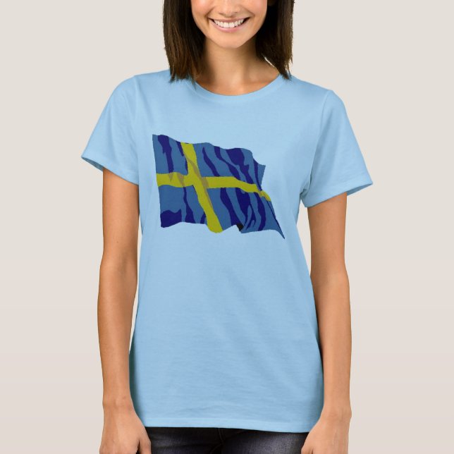 Waving Swedish Flag T-Shirt (Front)