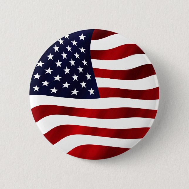 Waving U. S. Flag Button (Front)
