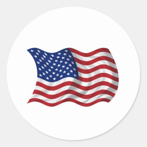 waving US American flag Classic Round Sticker