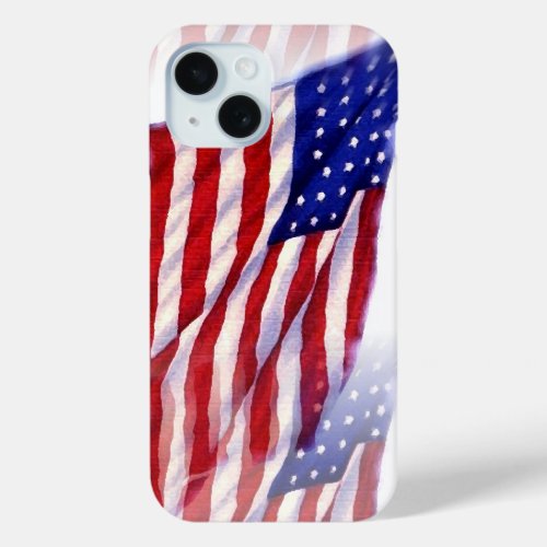 Waving US Flag iPhone 15 Case