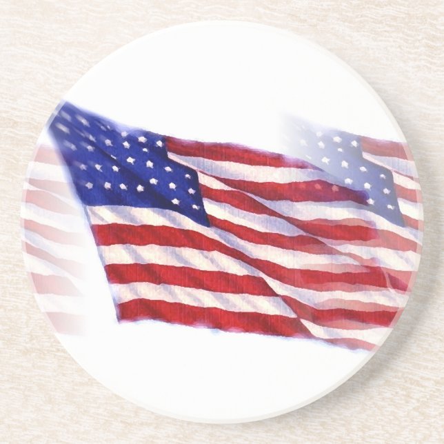 Waving US Flag Drink Coaster (Front)