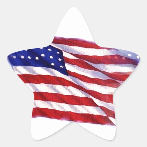 Waving US Flag Star Sticker