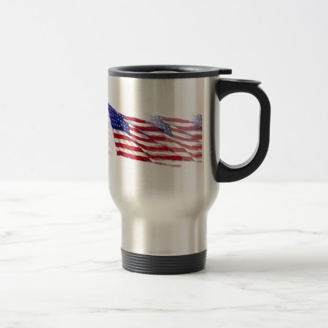 Waving US Flag Travel Mug (Right)