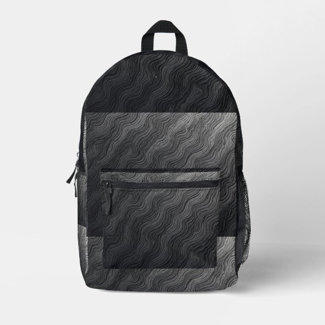 Wavs of Gray Printed Backpack (Front)
