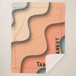 Wavy 3D Retro Custom Name with Corner Text Sherpa Blanket