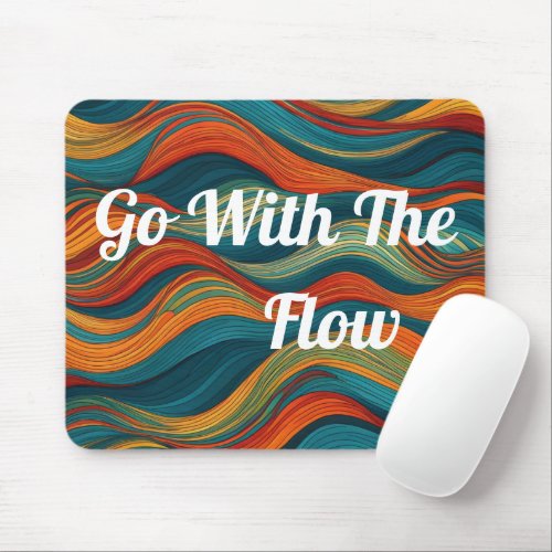 Wavy 70s Colorful Design Aesthetic Retro Quote Mouse Pad