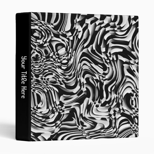 Wavy Abstract 270321 _ 01 Black and White 3 Ring B 3 Ring Binder