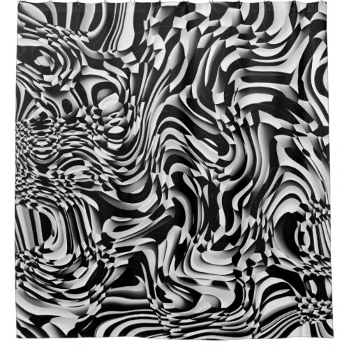 Wavy Abstract 270321 _ 01 Black and White Shower Curtain