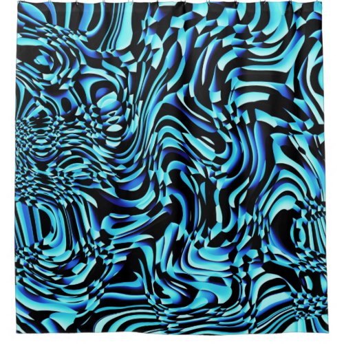 Wavy Abstract 270321 _ 01 Blue Shower Curtain