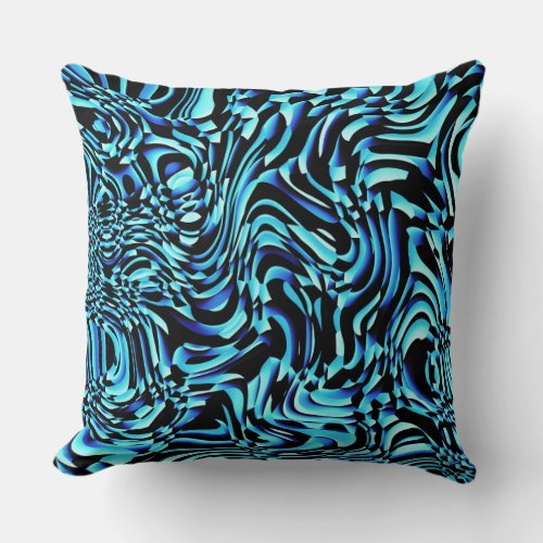 Wavy Abstract 270321 _ 01 Blue Throw Pillow