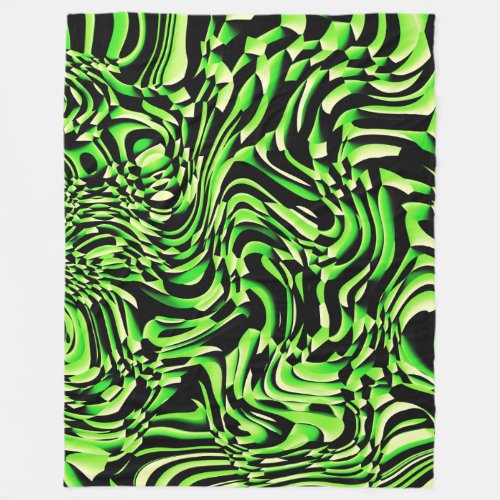 Wavy Abstract 270321 _ 01 Green Fleece Blanket