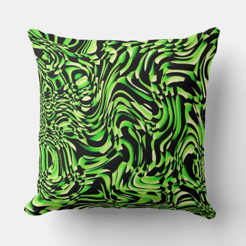 Wavy Abstract 270321 _ 01 Green Throw Pillow