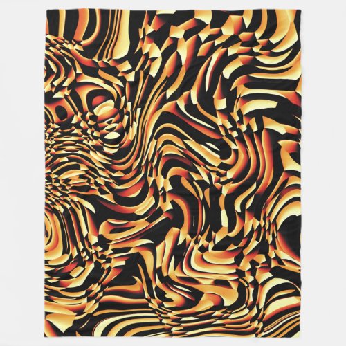 Wavy Abstract 270321 _ 01 Orange Fleece Blanket
