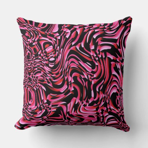 Wavy Abstract 270321 _ 01 Red Throw Pillow