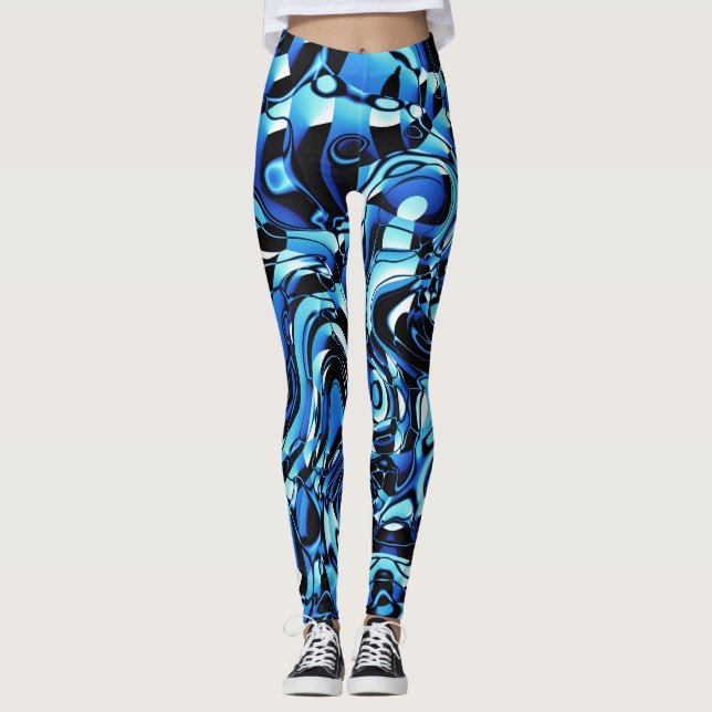Wavy Abstract 270321 - 02 Blue Leggings (Front)