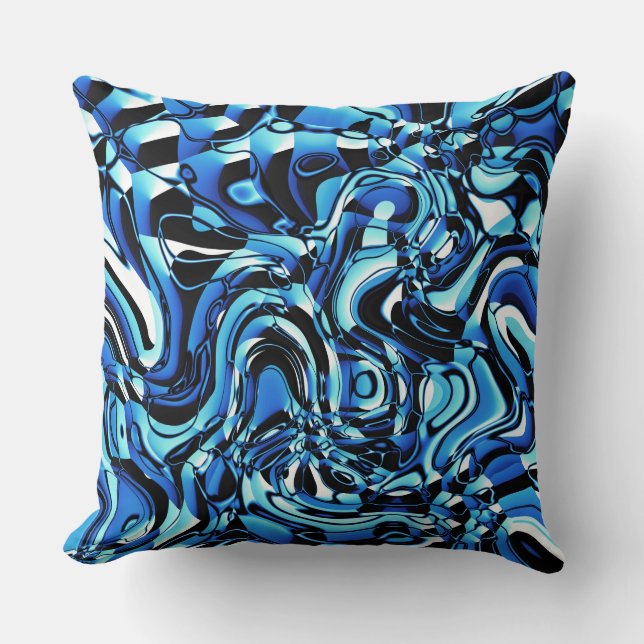 Wavy Abstract 270321 - 02 Blue Throw Pillow (Front)