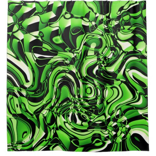 Wavy Abstract 270321 _ 02 Green Shower Curtain