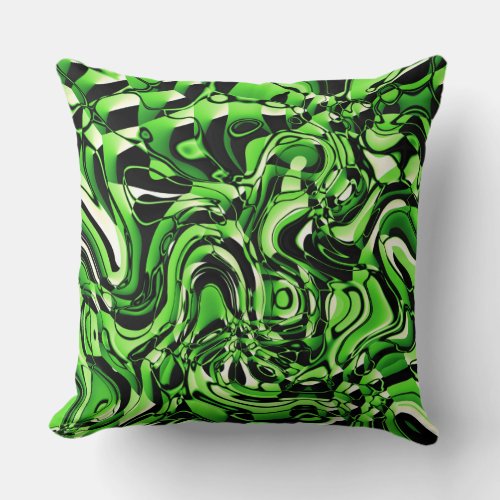 Wavy Abstract 270321 _ 02 Green Throw Pillow