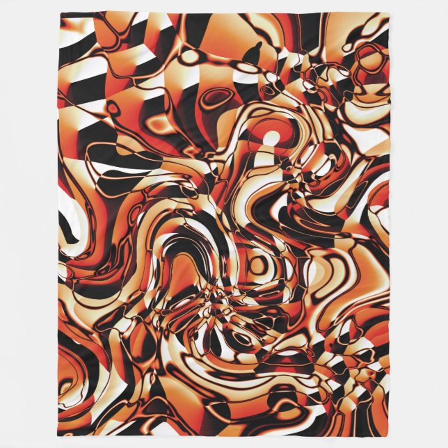 Wavy Abstract 270321 - 02 Orange Fleece Blanket (Front)