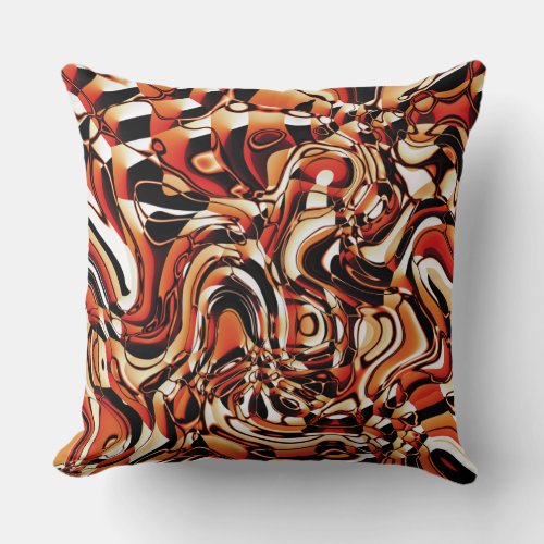 Wavy Abstract 270321 _ 02 Orange Throw Pillow