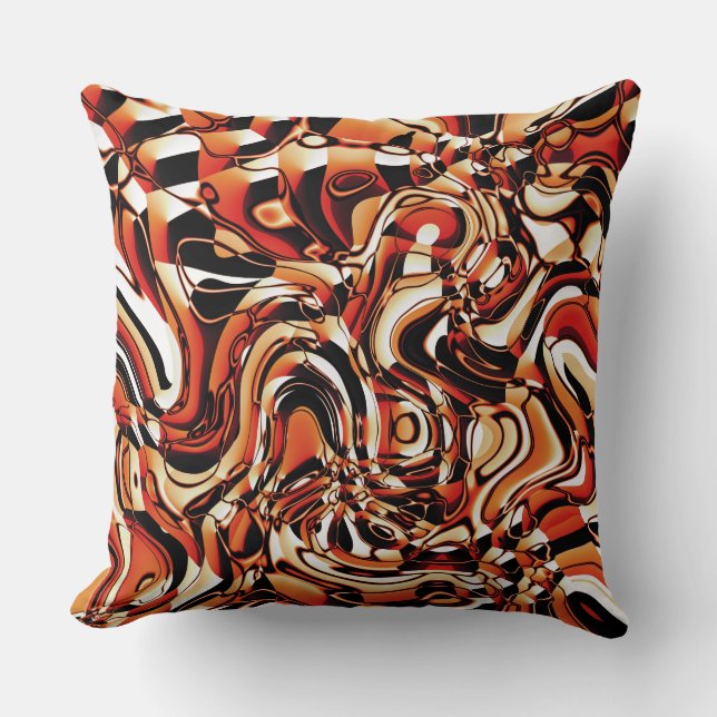 Wavy Abstract 270321 - 02 Orange Throw Pillow (Front)