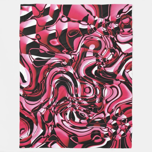Wavy Abstract 270321 - 02 Red Fleece Blanket (Front)