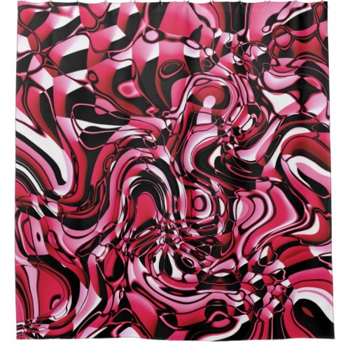 Wavy Abstract 270321 _ 02 Red Shower Curtain