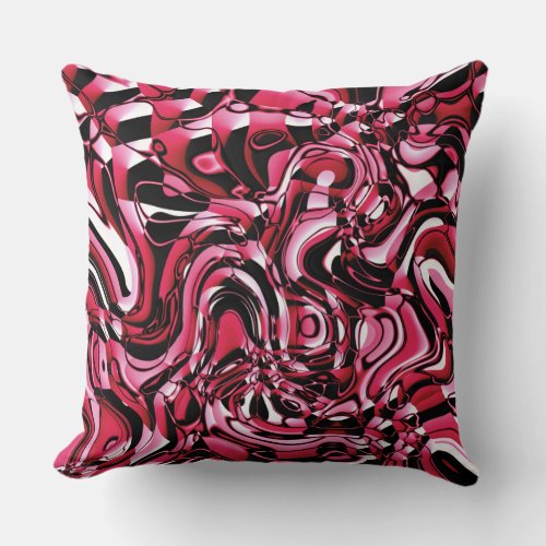 Wavy Abstract 270321 _ 02 Red Throw Pillow
