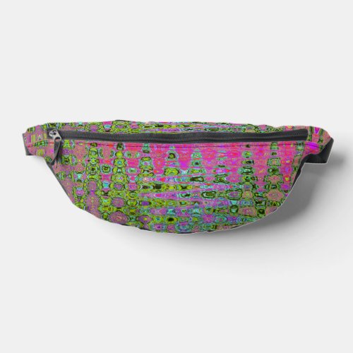 Wavy Abstract Green and Red Retro Mosaic Zigzags Fanny Pack