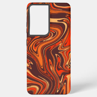 Wavy abstract, liquid red marble, fluid, retro samsung galaxy s21 ultra case